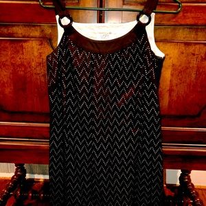 Loft Black & White Eyelet Dress, Size 2P